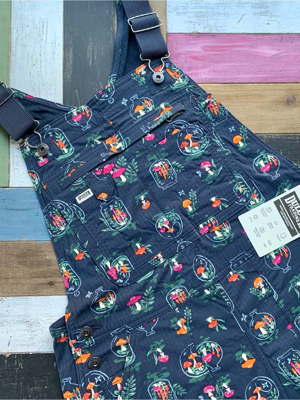 NWT Duluth Small x31L Heirloom Gardening Lined Bib Overalls  Mushroom Terrarium